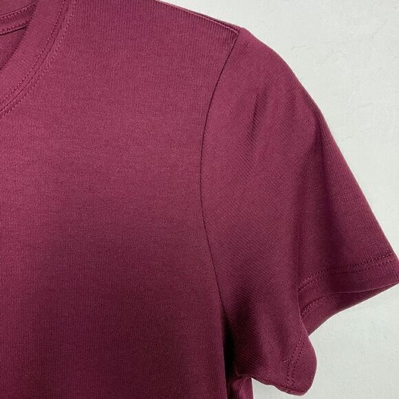 Zyia Active Red Claret Ribbed Crew T Top XS NWT - Picture 3 of 6